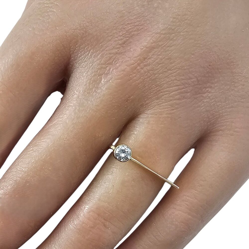 14K Yellow Gold and Diamond Square Ring Size 6.25-6.5 #23838 - Picture 7 of 7